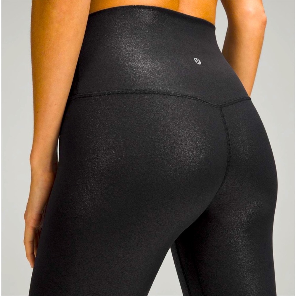 Lululemon Align High-Rise Pant 25” inseam Shine Radiate Foil Print Black Size 6